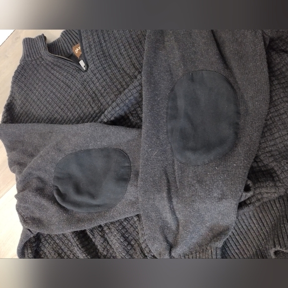 Oak Hill quarter zip pull over sweater with waffle knit front and elbow patches - Picture 5 of 13